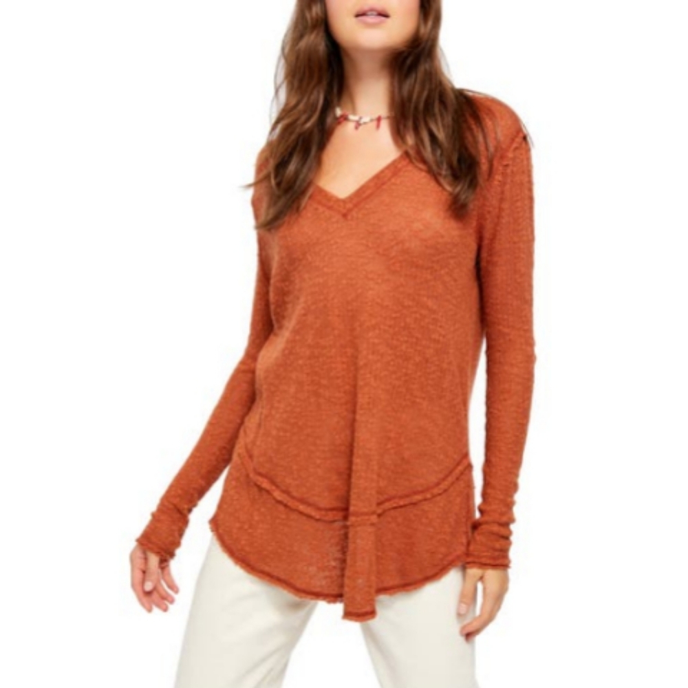 Free People Ocean Air Hacci Top Myrrh Size XS